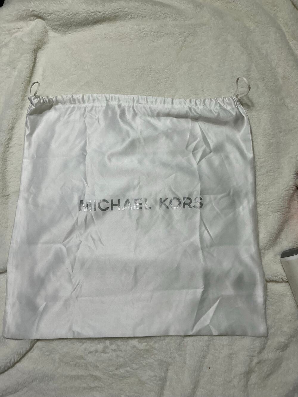 Michael Kors White Satin Drawstring Dust Bag Purse Storage Cover